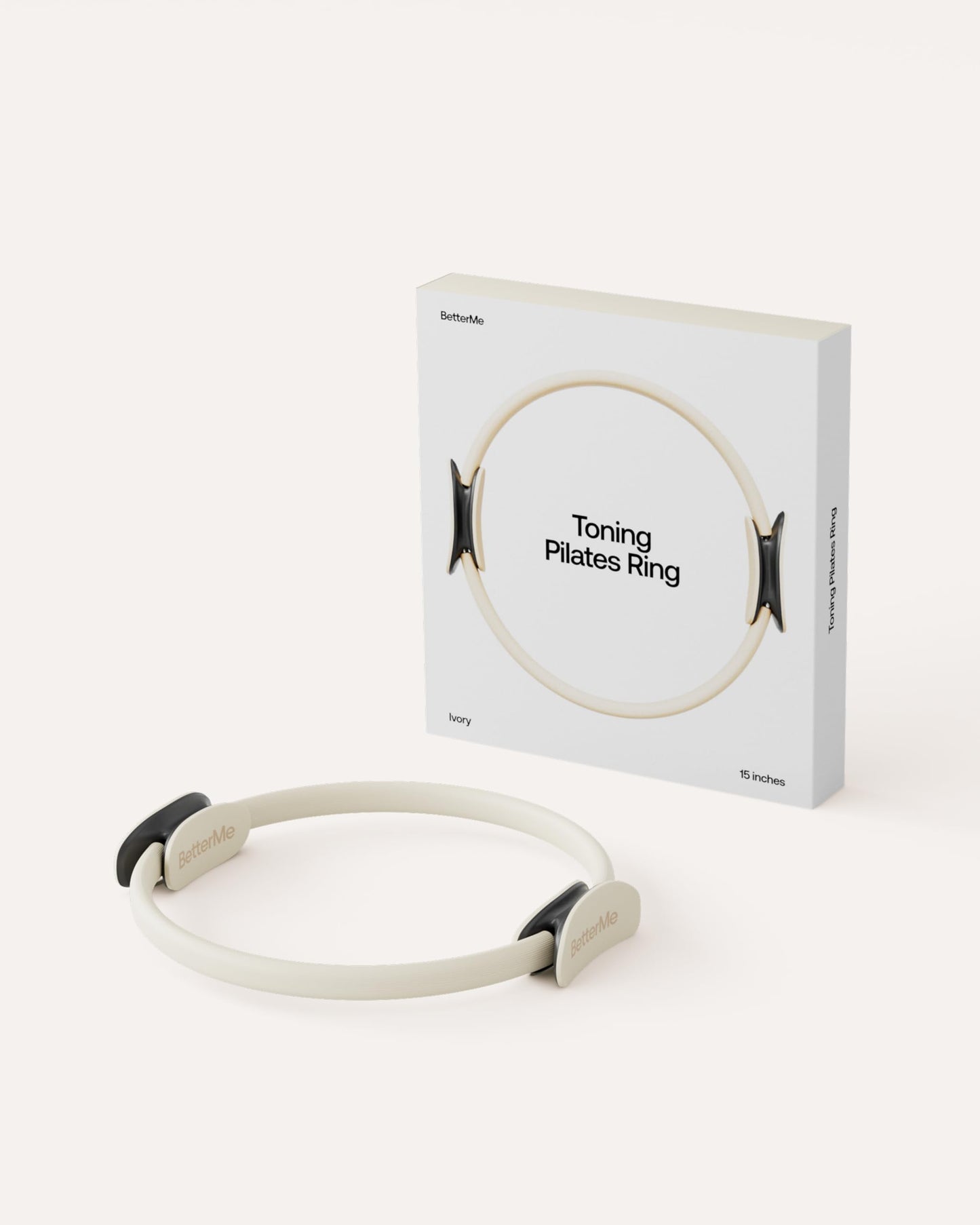 BetterMe Toning Pilates Ring – Magic Circle Pilates Ring for Strength & Flexibility – 15 Inch Fitness Ring for Home Pilates & Yoga Workouts (Ivory)