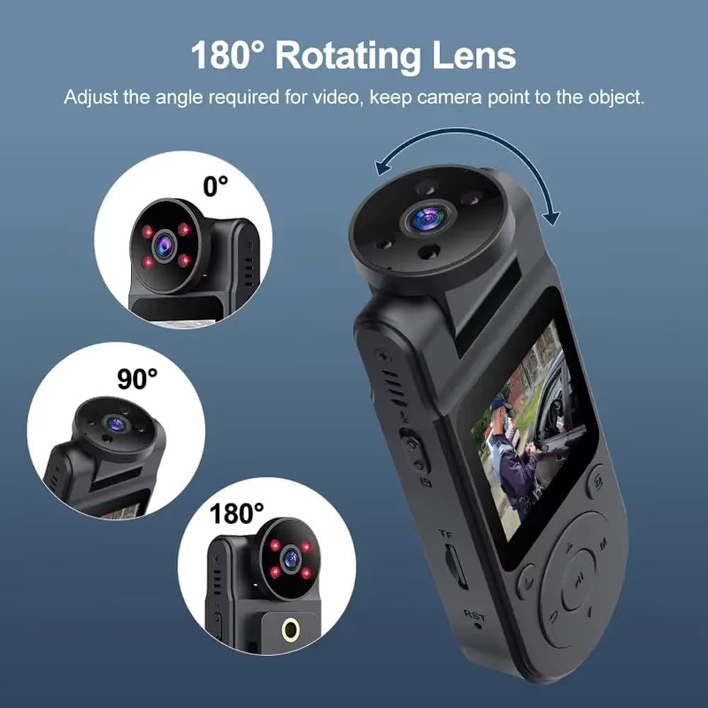 KATZEIST 1.5Screen 64GB Card,1080P 180 Mini Body Camera Video Recording with Memory Wearable Personal Bodycam
