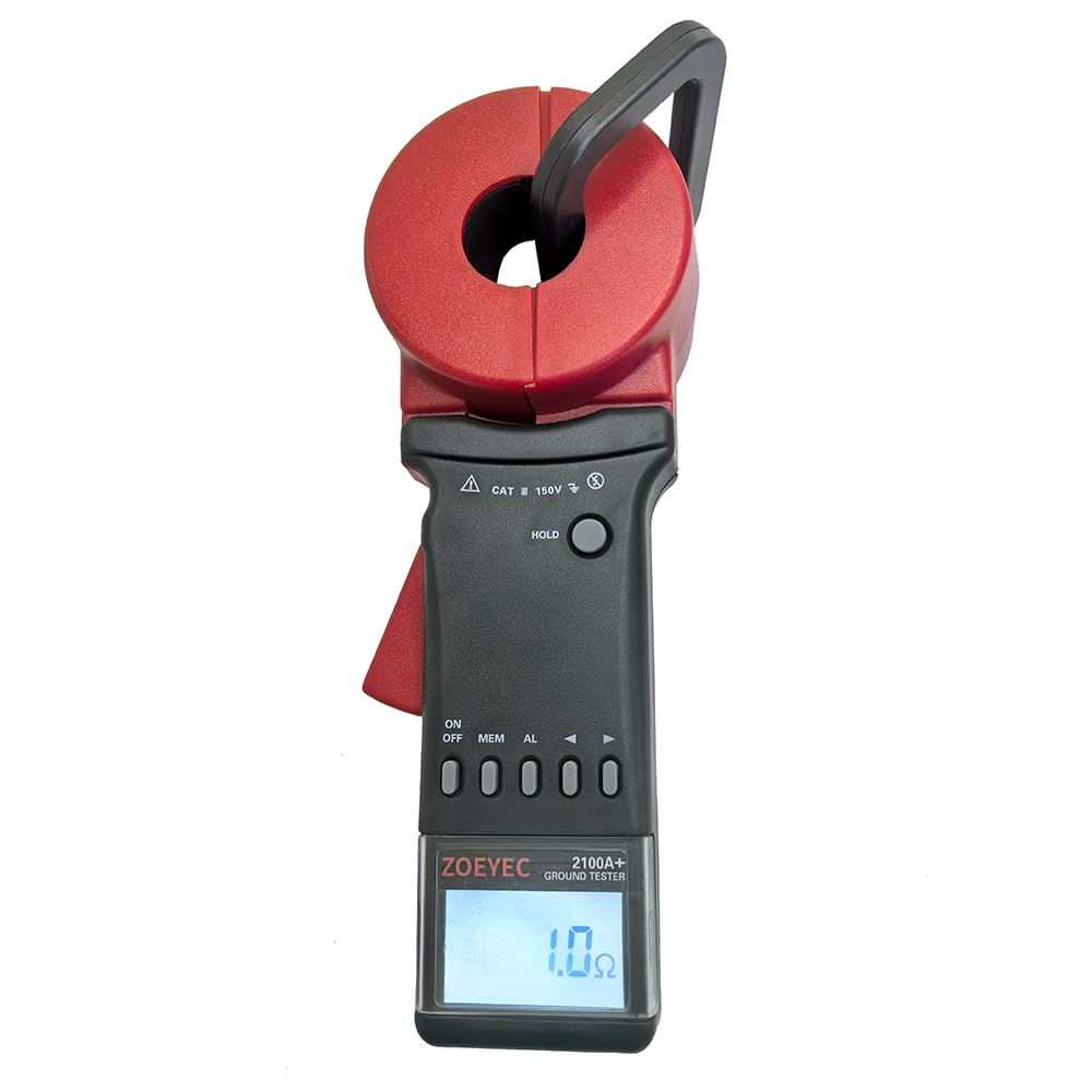 2100A+ 0.01 to 200Ω Digital Clamp On Ground Earth Resistance Tester Meter Jaw Size 32mm with Alarm Function and Data Storage