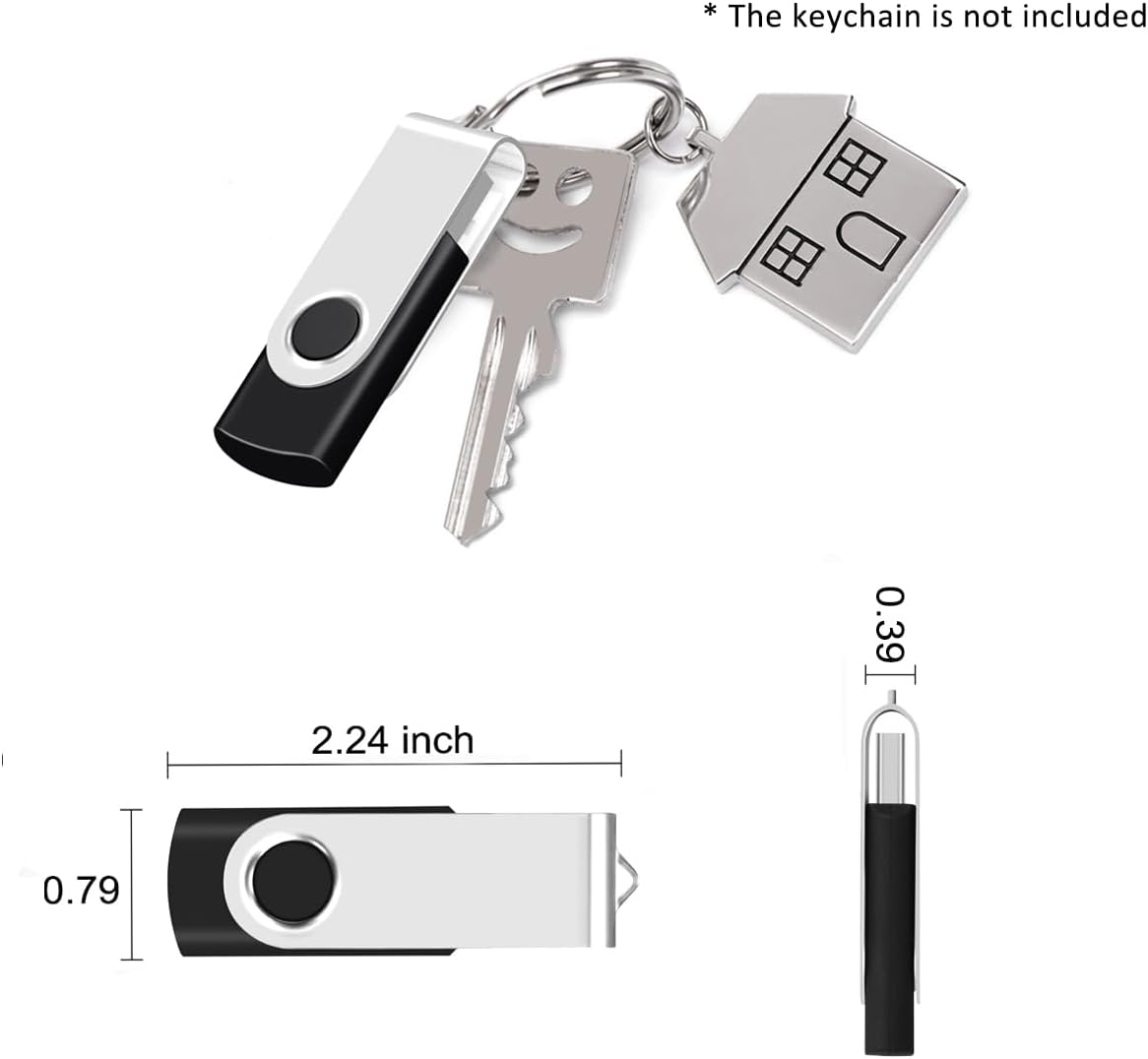 EASTBULL 3Pack 1GB 2.0 1GB) of USB Flash Drives USB Drive Swivel USB Drives Memory Stick Metal Pen Drive (Black