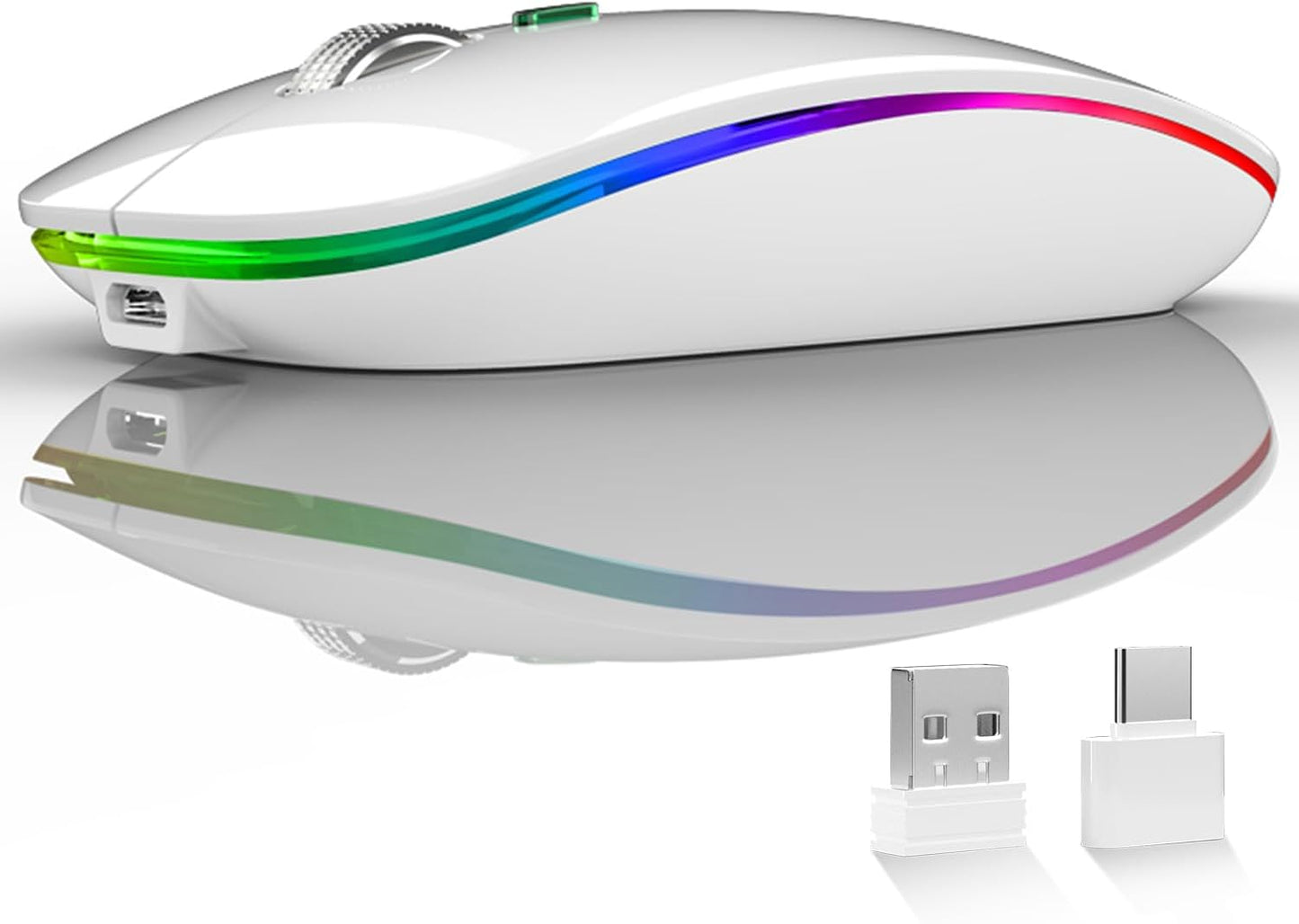 Uiosmuph G12 2.4G LED Wireless Mouse, Slim Rechargeable Silent Mouse, Portable USB Optical Wireless Computer Mice