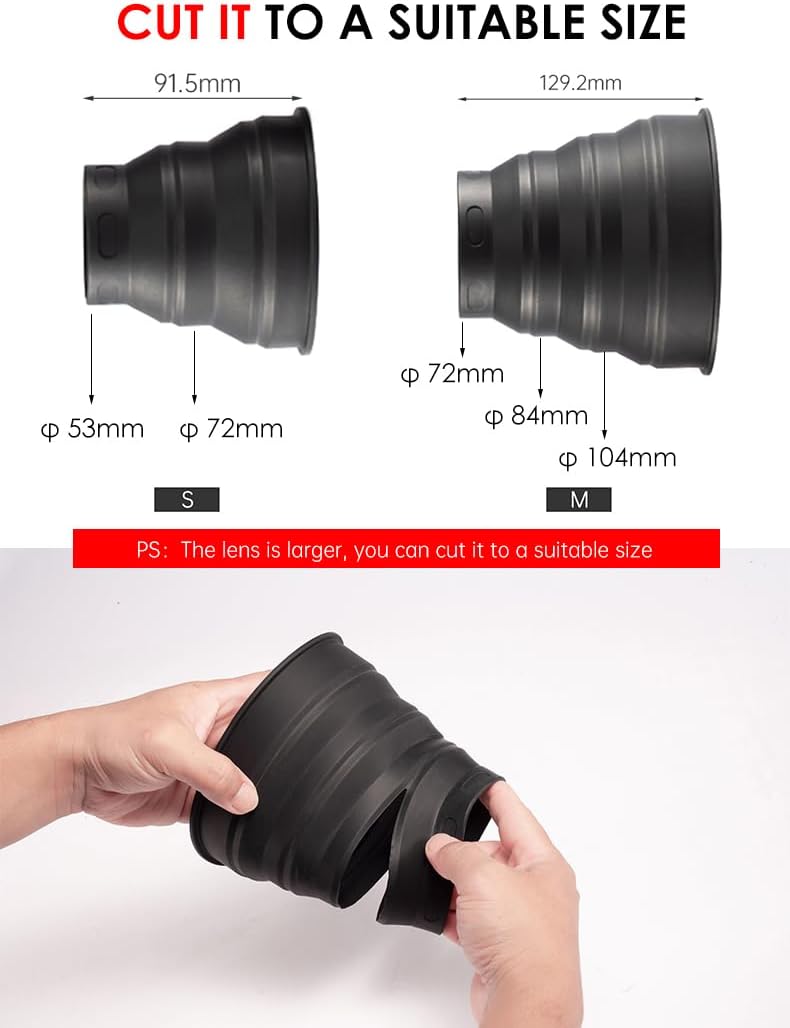 TONHOKJ 53mm-72mm Universal Silicone Lens Hood, Anti-Reflective Foldable Window Photography Hood for DSLR & Mirrorless