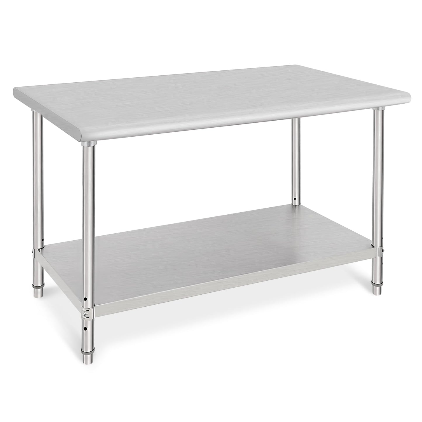 48x30 Inch Stainless Steel Prep Table, Heavy-Duty Commercial Work Table with Adjustable Undershelf for Restaurant, Kitchen & Home Use