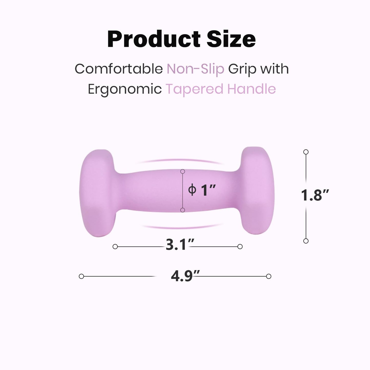 LIONSCOOL Neoprene Coated Dumbbell Weights (Lavender 1lb Pair)