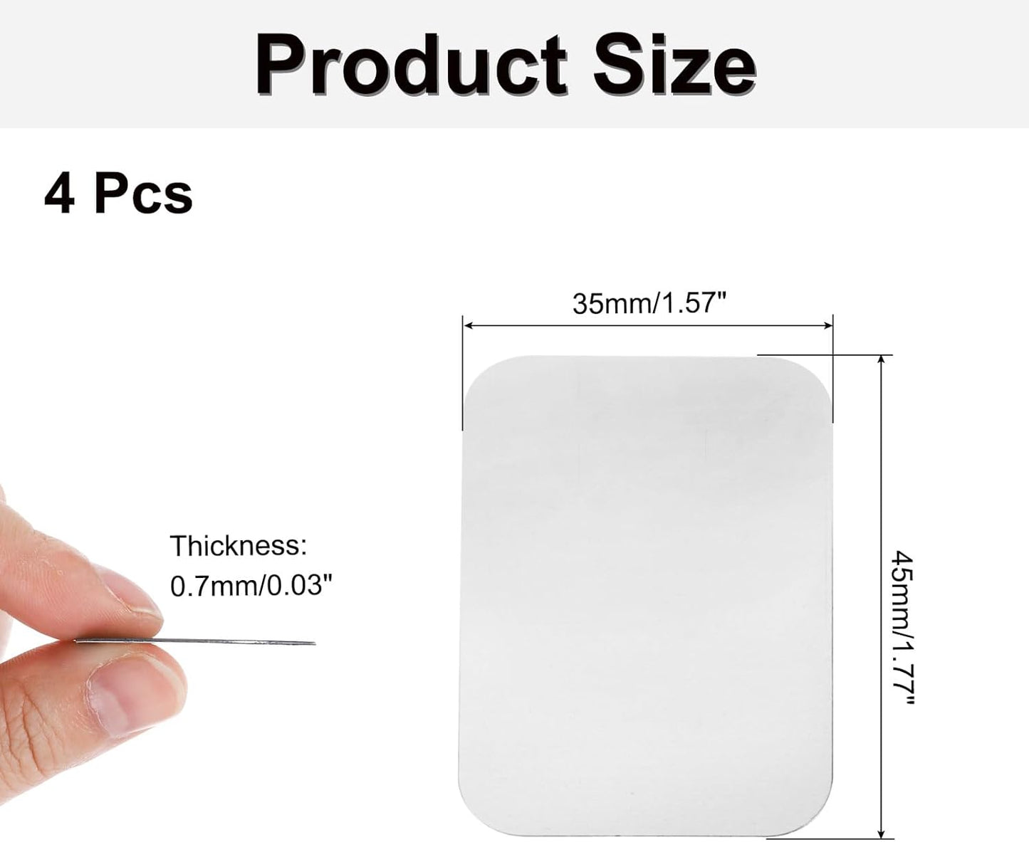 1.77x1.37" 4Pcs MECCANIXITY Replacement Metal Plates Silver Thin Adhesive Back Magnet Stickers for Magnetic Mount Phone