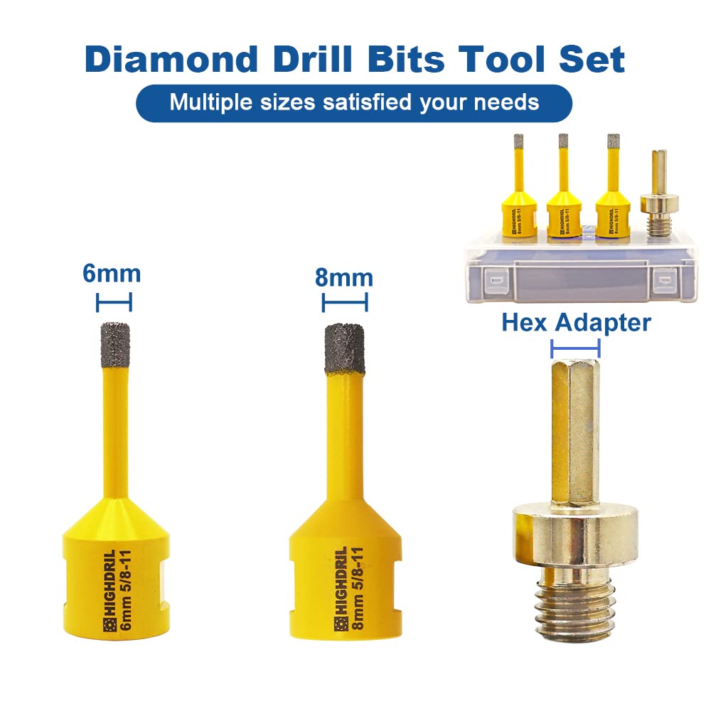 HIGHDRIL 13Pcs Diamond Hole Saw Kit and HIGHDRIL Diamond Drill Bit Set - 4pcs