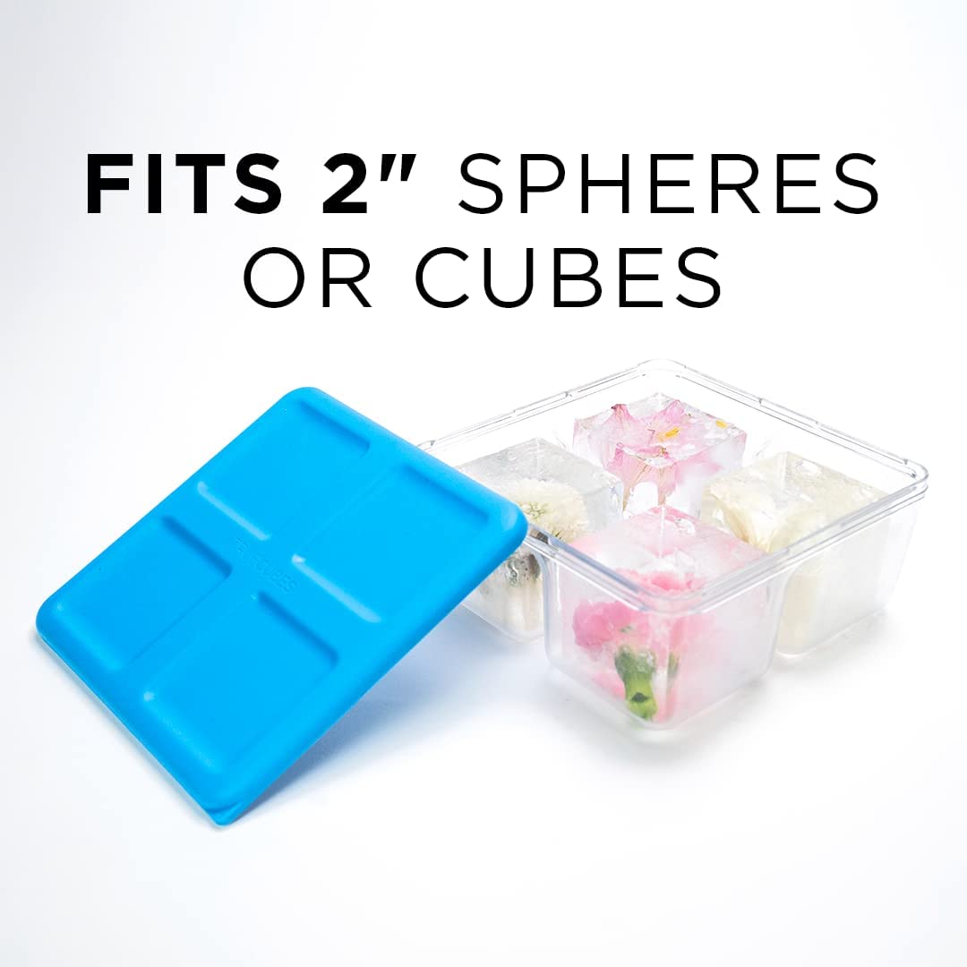 True Cubes Crystal Clear Ice Tray with Lid – Stackable 2"x2"x2" Mold for Space-Saving, Sturdy, Bartender-Quality Ice – Perfect for Cocktails, Whiskey, and Drinks at Home, Ready-to-Serve Convenience