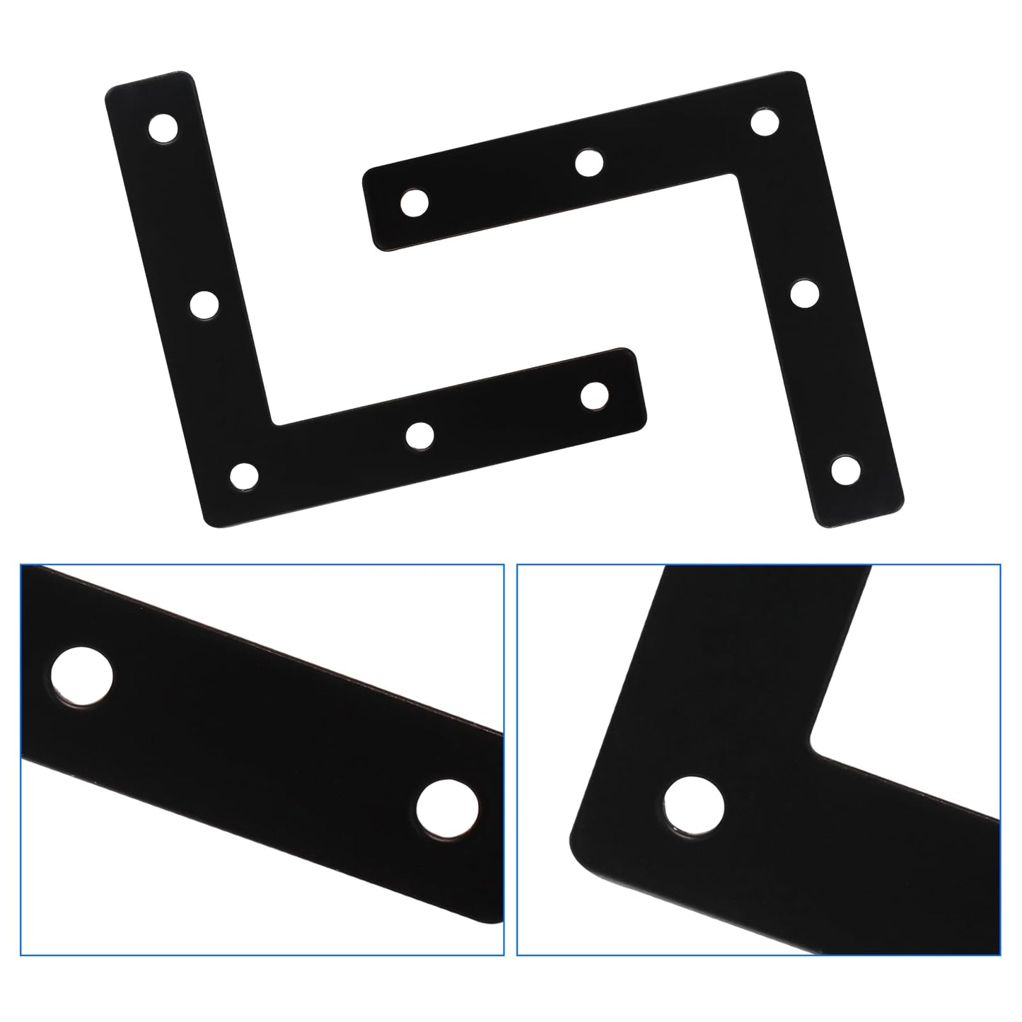 Hordion 10Pcs 3 x 3 Inch L Bracket Corner Brace (80 X 80mm), Iron Flat Corner Bracket, Metal L Shaped Support Brace, Right Angle Repair Plates with Screws