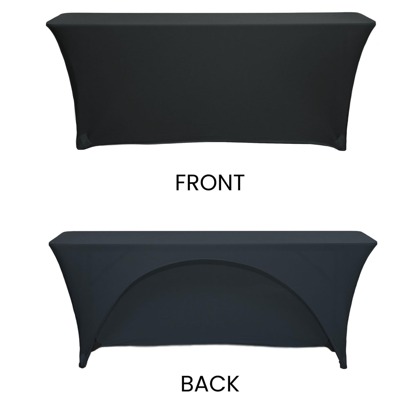 YOUR CHAIR COVERS - Spandex 8 Ft x 18 Inches, Narrow Classroom Open Back Rectangular Training Stretch Tablecloth - Black