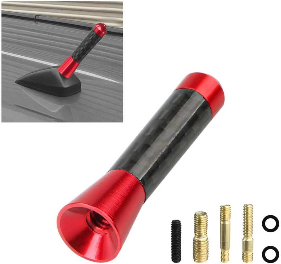 VCYOPN 1.43 Inch Car Short Antenna, Waterproof Carbon Fiber Auto Antenna Replacement Mast with Screws, Aluminum AM/FM