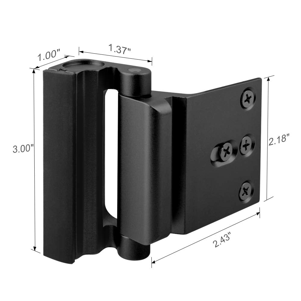 Home Security Door Lock Reinforcement - Child Proof High Security Door Locks with 3" Stop Withstand 800 lbs for Inward Swinging Front Door, Night Kids Safety Metal Flip Deadbolt Latch Defend Home