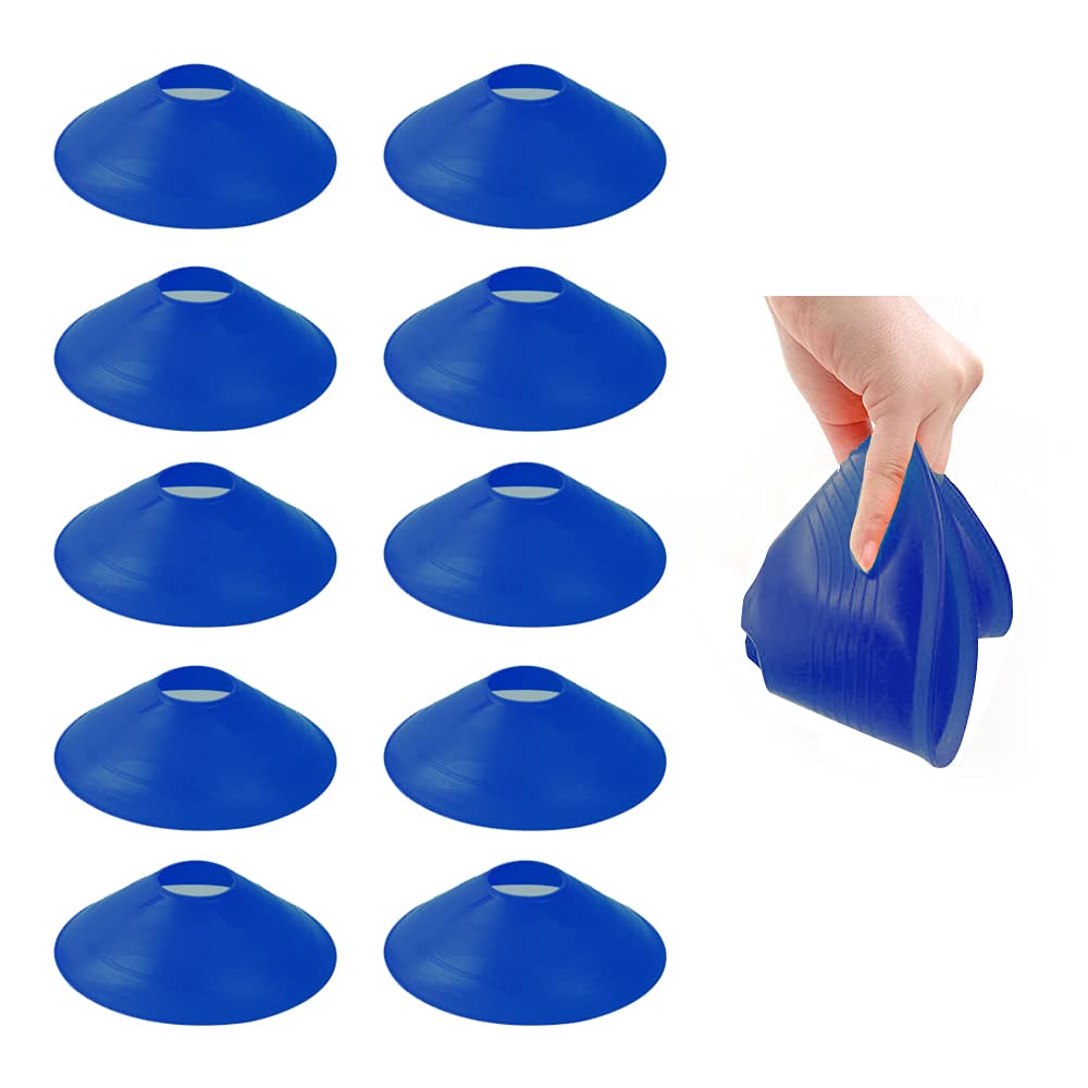 TNZMART Agility Ladder and Disc Cones Training Set Adjustable Rungs Training Ladder with 10 Plastic Sport Cones for Training (Blue, 6 Hurdles)