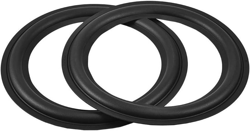 Socobeta 2pcs 8 inches Speaker Rubber Perforated Subwoofer Surround Rings Replacement Parts for Speaker Repair or DIY