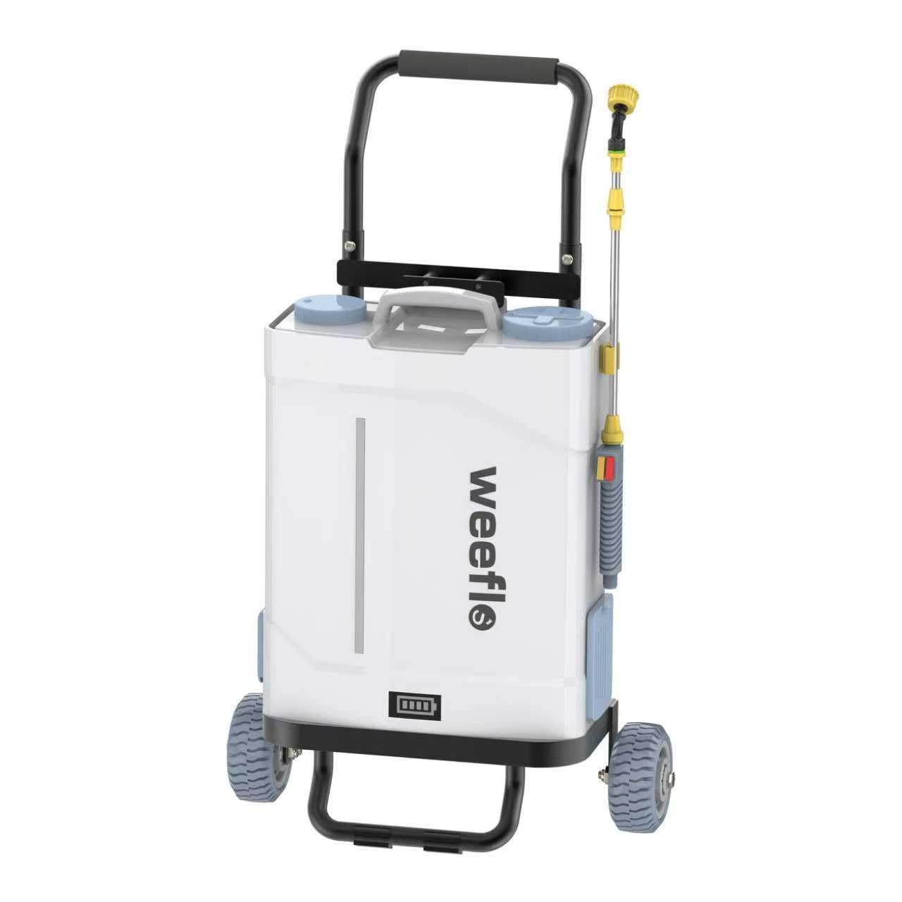 Weeflos Battery Powered Backpack Sprayer,4 Gallon Electric Sprayer with Wheeled Cart, 100 PSI High Pressure, 2X 21V Rechargeable Batteries,Garden Sprayer for Outdoor Cleaning & Washing