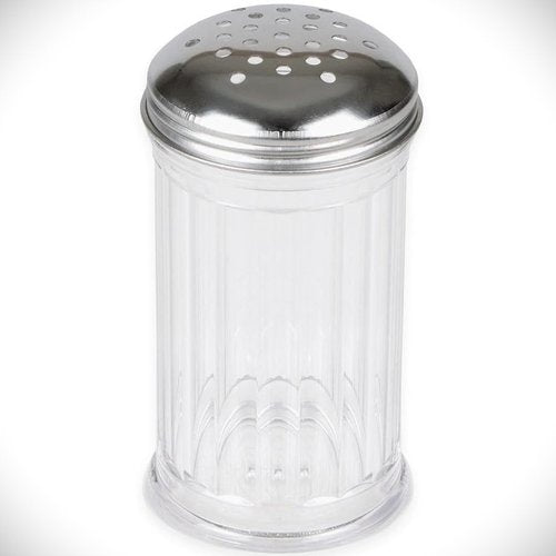 12 Oz Parmesan Cheese Shaker/salt and pepper shakers with Stainless Steel Lid, Clear Plastic seasoning shaker, sugar/spice dispenser, large salt and pepper shakers (360 ml) by GEEX DEPOT (2, 12 Oz)