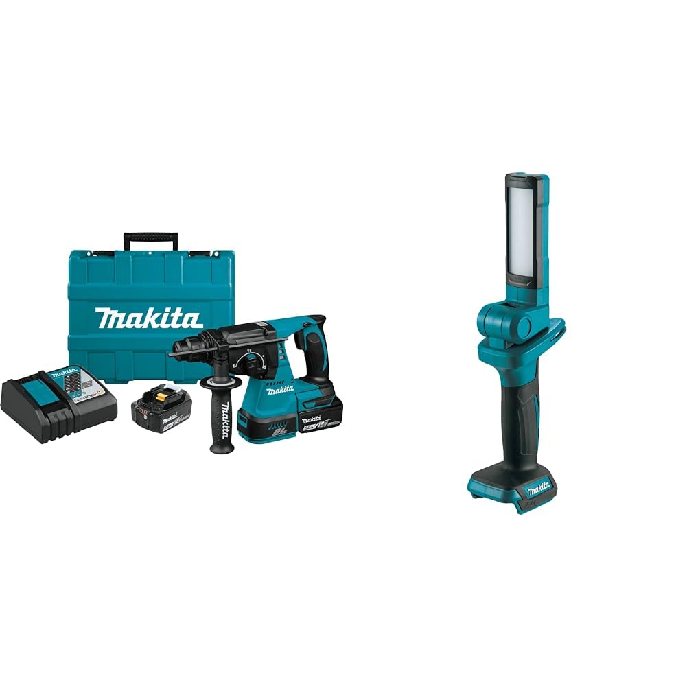 Makita XRH01T 18V LXT Lithium-Ion Brushless Cordless 1" SDS-PLUS Rotary Hammer Kit (5.0Ah) with bonus 18V LXT Lithium-Ion Cordless 18 L.E.D. Flashlight