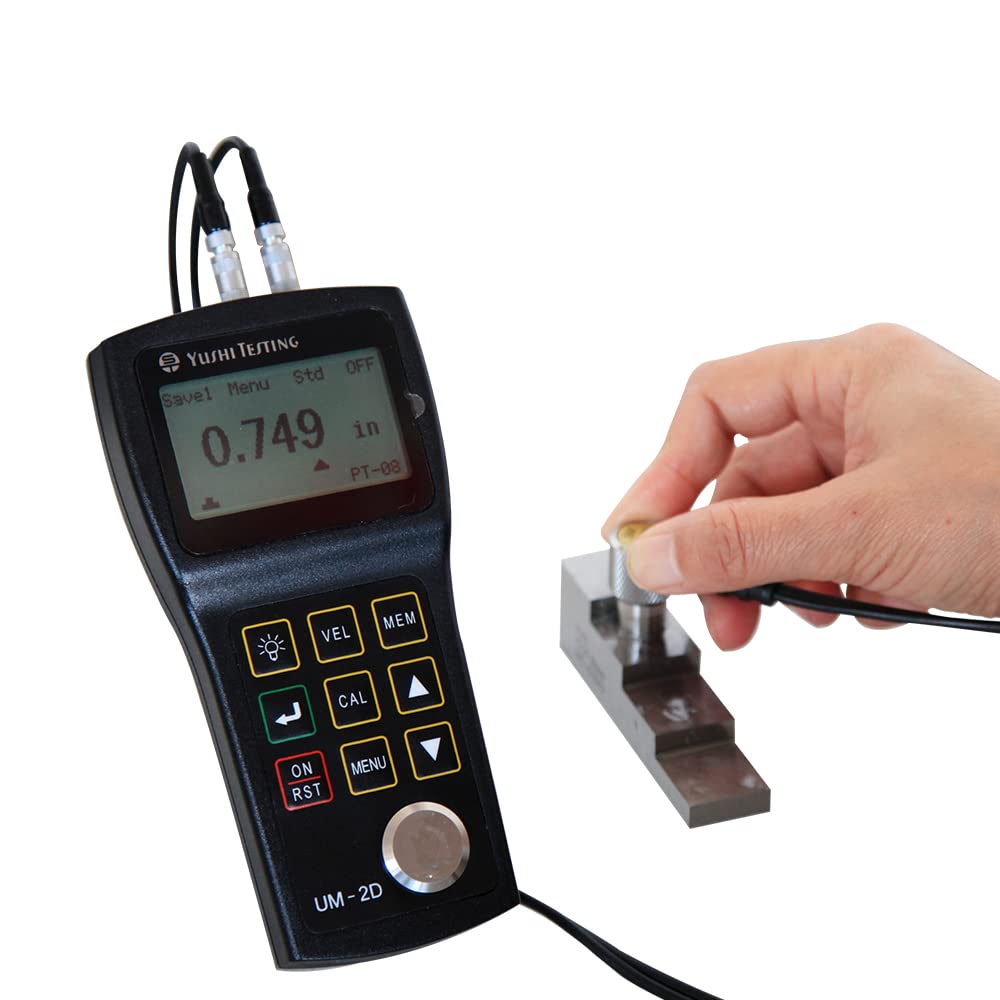 YUSHI UM2 Series UM-2D Handheld Portable Ultrasonic Thickness Gauge Tester Meter 0.03'' to 12'' w/PT-08 Probe, (echo-echo) Through Paint & Coatings,Interchangeable Probe/Transducer Option Available