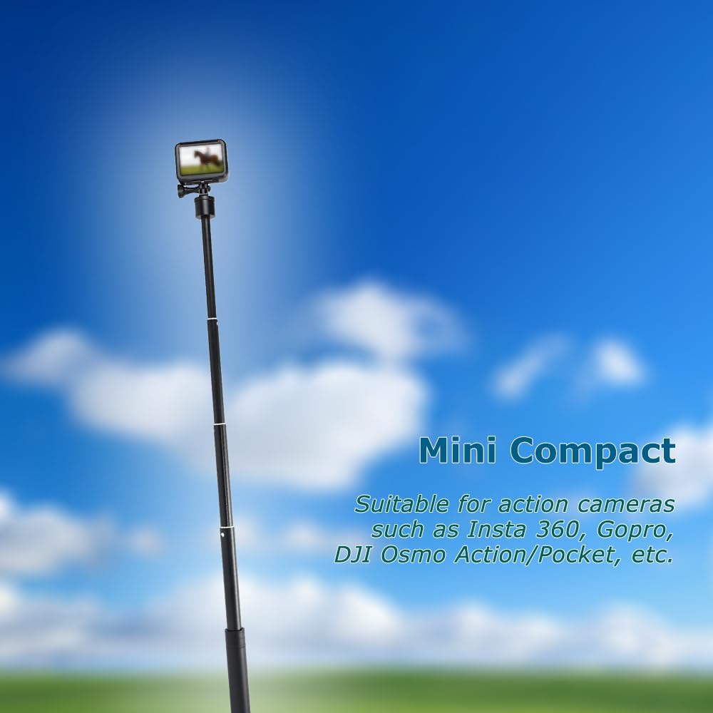 KOQINVIZ 29" OSMO,Insta360 Aluminum Telescoping Pole Stick for Action Camera - Extendable Selfie Stick Monopod Hand