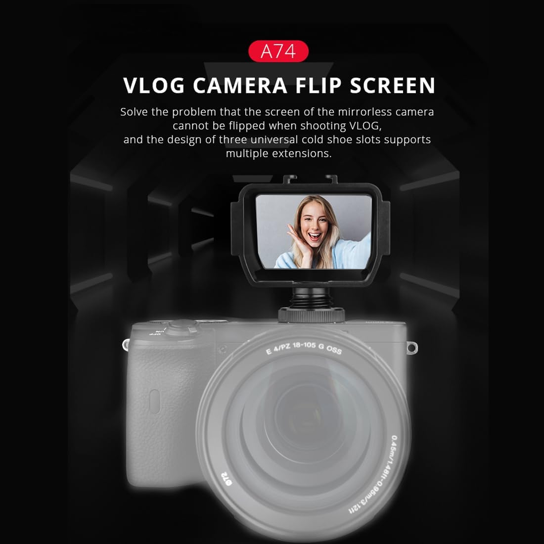 3 A6500/6300 XT2/3/20/30 Plastic Camera Selfie Vlog Flip Up Mirror Screen Cold Shoe Mounts Compatible with Sony