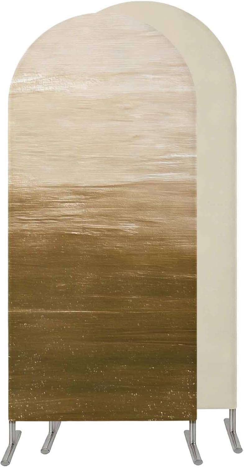 Jnbasdffb 7.2 Brown Ombre Wedding Arch Cover, Stretchy Spandex Arch Backdrop Stand Covers FT, Modern Abstract Art Ocean