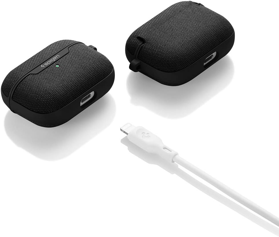 Spigen (2019) Urban Fit Designed for AirPods Pro Case Premium Fabric Cover with Carabiner - Black