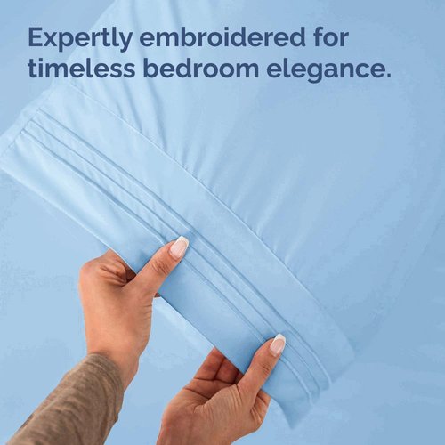 King Standard Pillow Cases - Soft Hotel Quality Covers | Comfy, Fade-Free & Wrinkle Resistant - Light Blue Set of 2