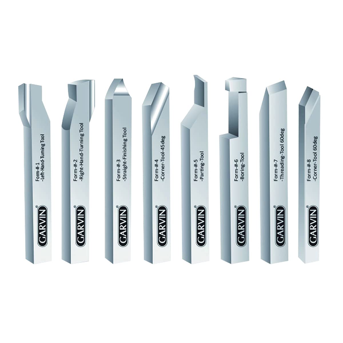 HHIP 2006-9028 1/2 X 4" 8 Piece High Speed Steel Lathe Turning Tool Set