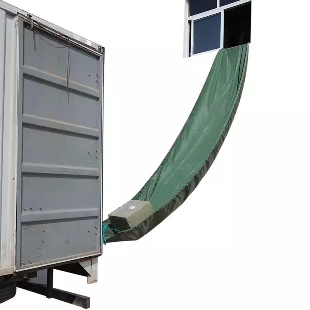 High-Altitude Canvas Chute Conveyor - 2x10m Tear-Resistant Green Cargo Loader for Warehouses, Efficient Unloading & Moving of Goods