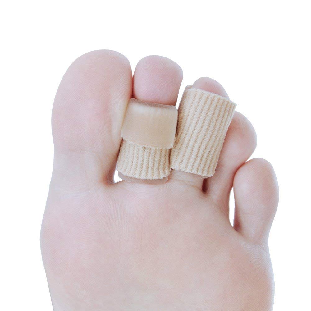 SOHLER 6 Packs Closed Toe Caps Finger Covers Sleeve Protectors, Elastic Fabric Lined with Soft Gel (Large 1"x 2-1/2")