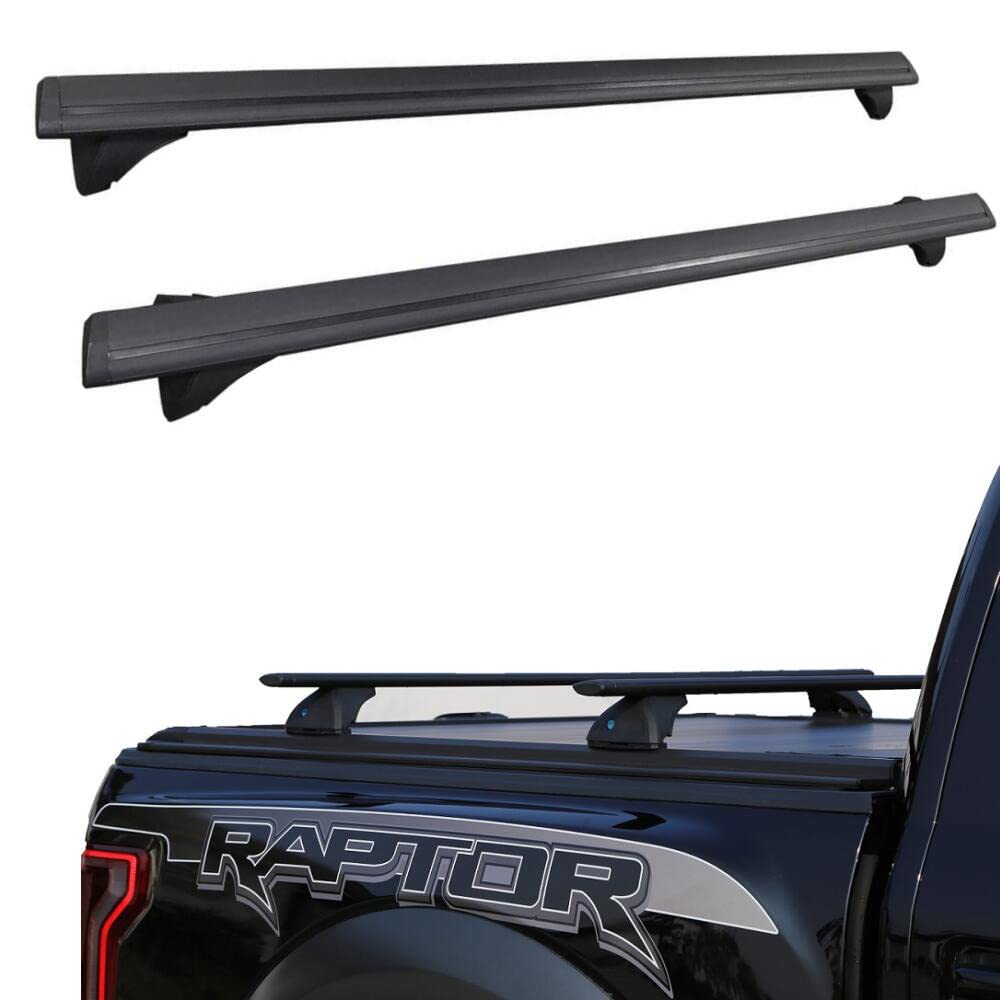 ROSY PIXEL 2 Pcs Roof Rack Cross Bars for Truck Bed, Adjustable Truck Bed Racks Bars Work with Retractable Tonneau Covers