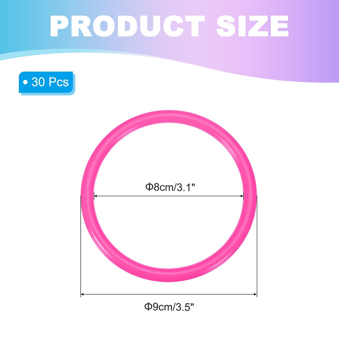 PATIKIL 2.8 Inch Plastic Ring-Toss Rings for Bottles, 30 Pack Carnival Rings Plastic Hoops for Speed and Agility Practice Outdoor Party Favor, Pink
