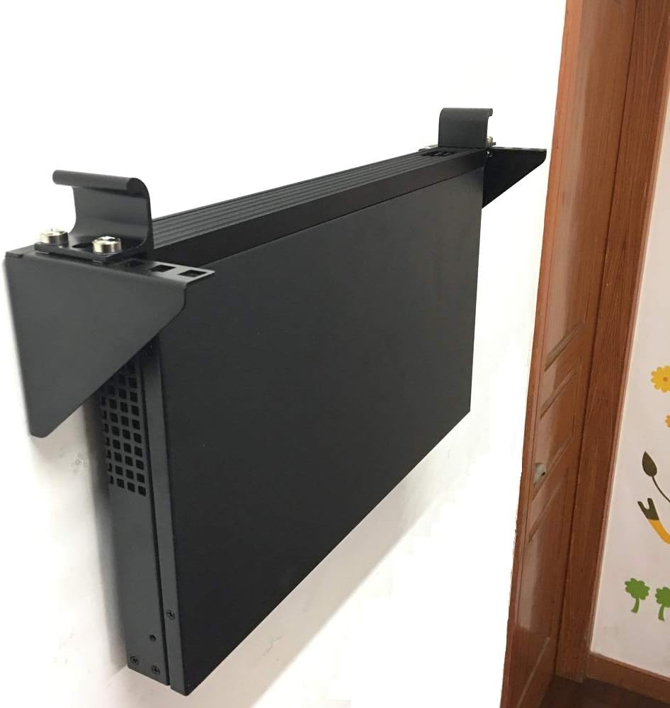 JINGCHENGMEI 1U 19 Inch (1U90) Steel Vertical Wall Mount Rack and Horizontal Under Desk PC Mount Bracket for Network