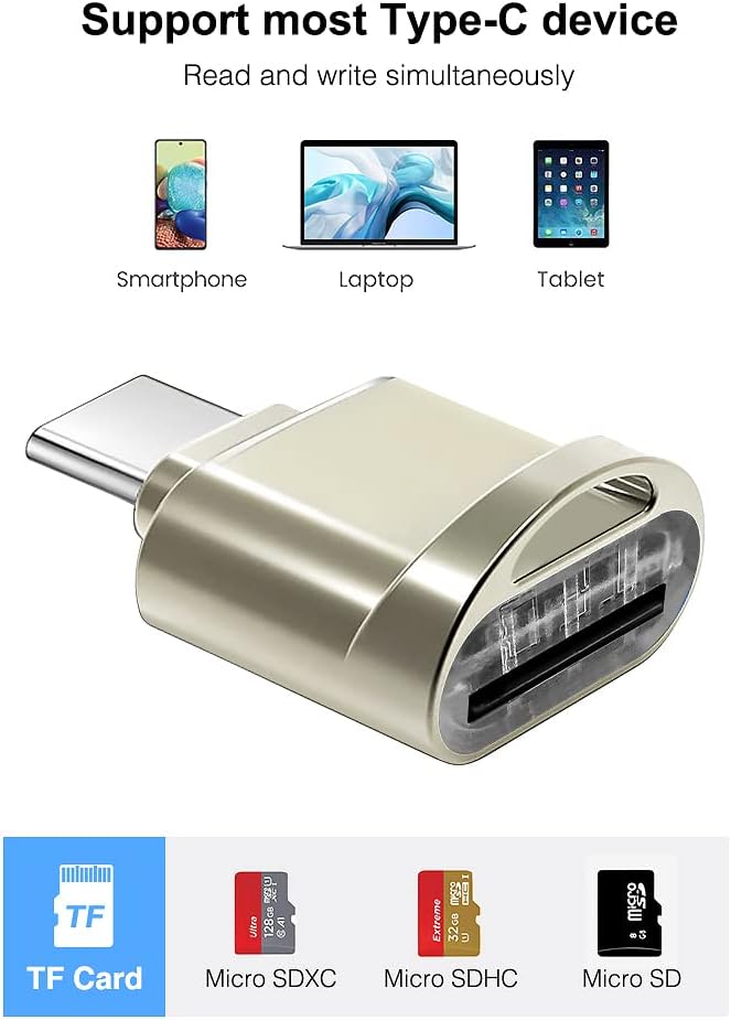 leizhan Type C Micro SD/TF Card Reader with Keychain,USB C to Micro SD SDHC SDXC OTG Memory Reader, Type C Card Reader