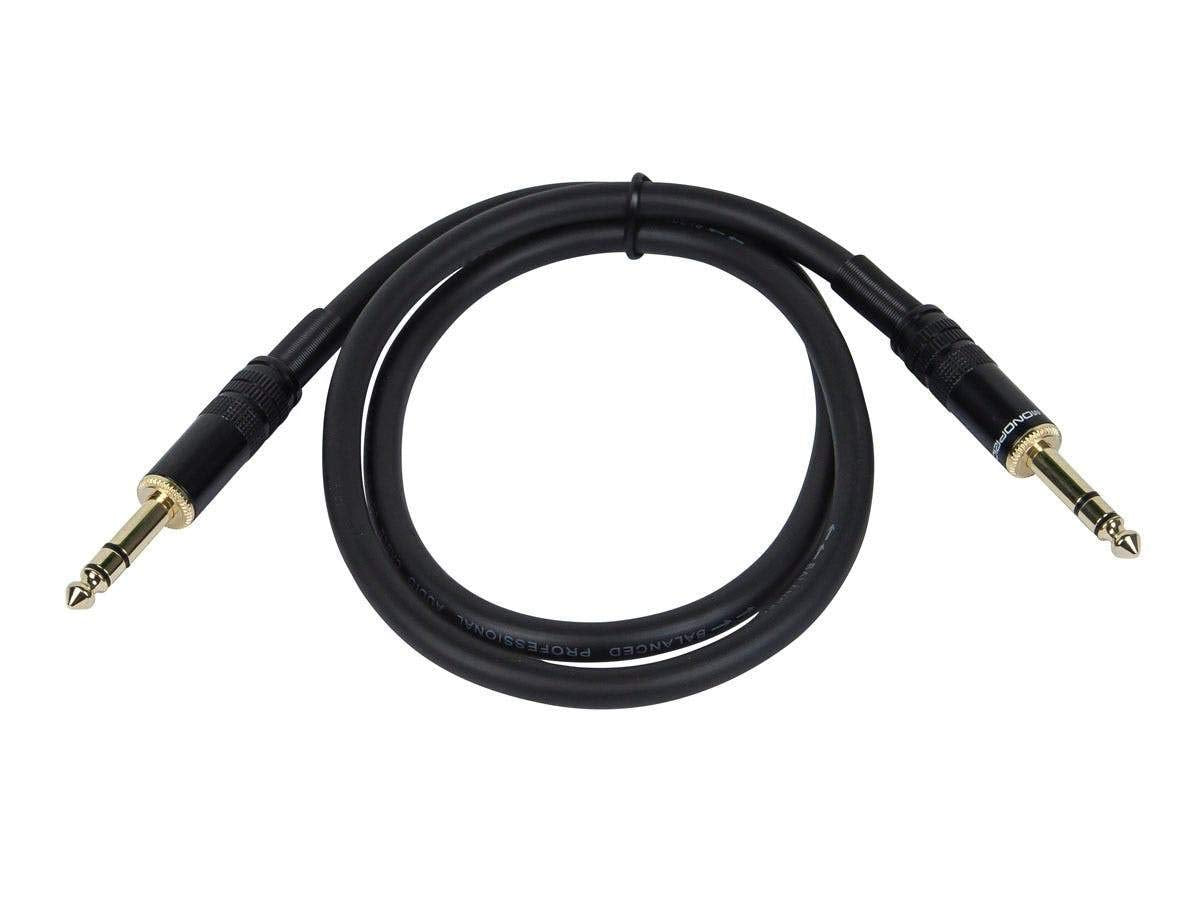 1/4-Inch 25 16AWG, Monoprice TRS Male to Male Cable - Feet - Black, Gold Plated - Premier Series