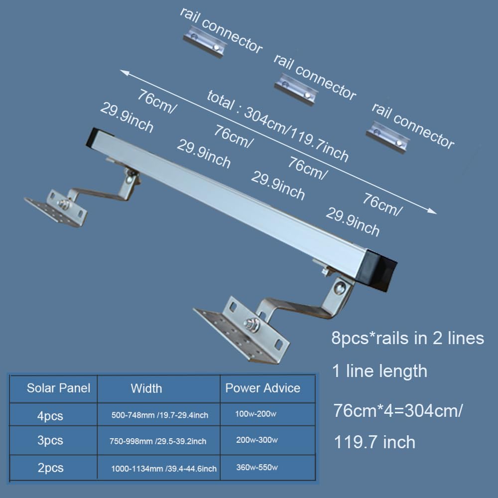 Solar Panel Mounting Bracket Kit to Metal Roof Sloped or Flat Pitched Tile Shingle Roofs for 1-4pcs Solar Panels Dual Adjustable
