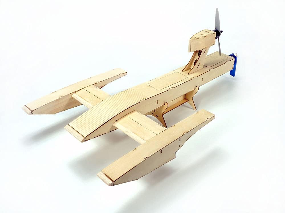 VilogaRC RC Plywood Outrigger 600mm Wooden Air Boat Model Kit to Build, DIY High Speed RC Racing Boat for Adults (B088)