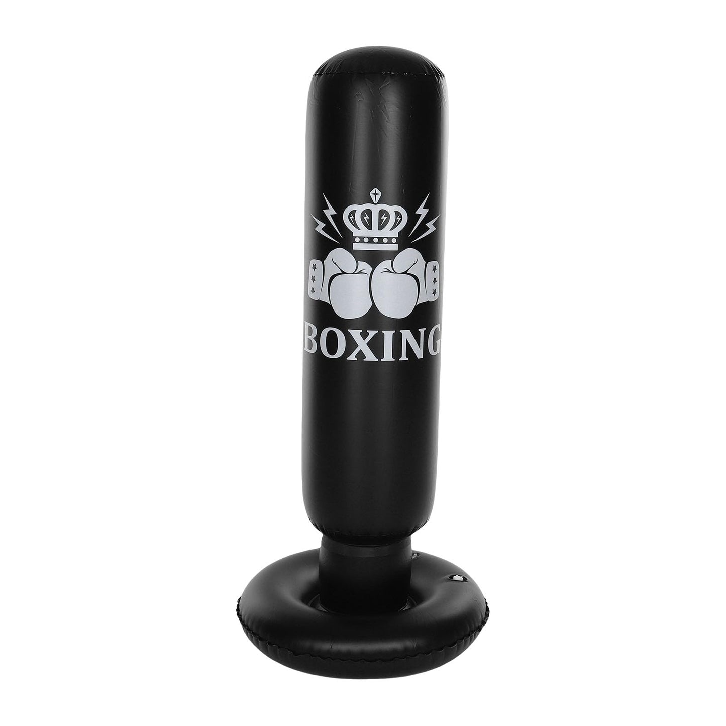 ALIESTFDNO Punching Bag Boxing Bag Kids Punching 63in Inflatable Freestanding Dummy, Foldable Boxing Equipment Toy for Karate Taekwondo MMA Training Indoor Outdoor (Black)