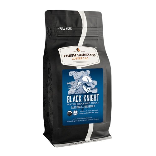 Fresh Roasted Coffee, Organic Black Knight Water-Processed Decaf | USDA Organic, Kosher | Dark Roast 12 oz Ground