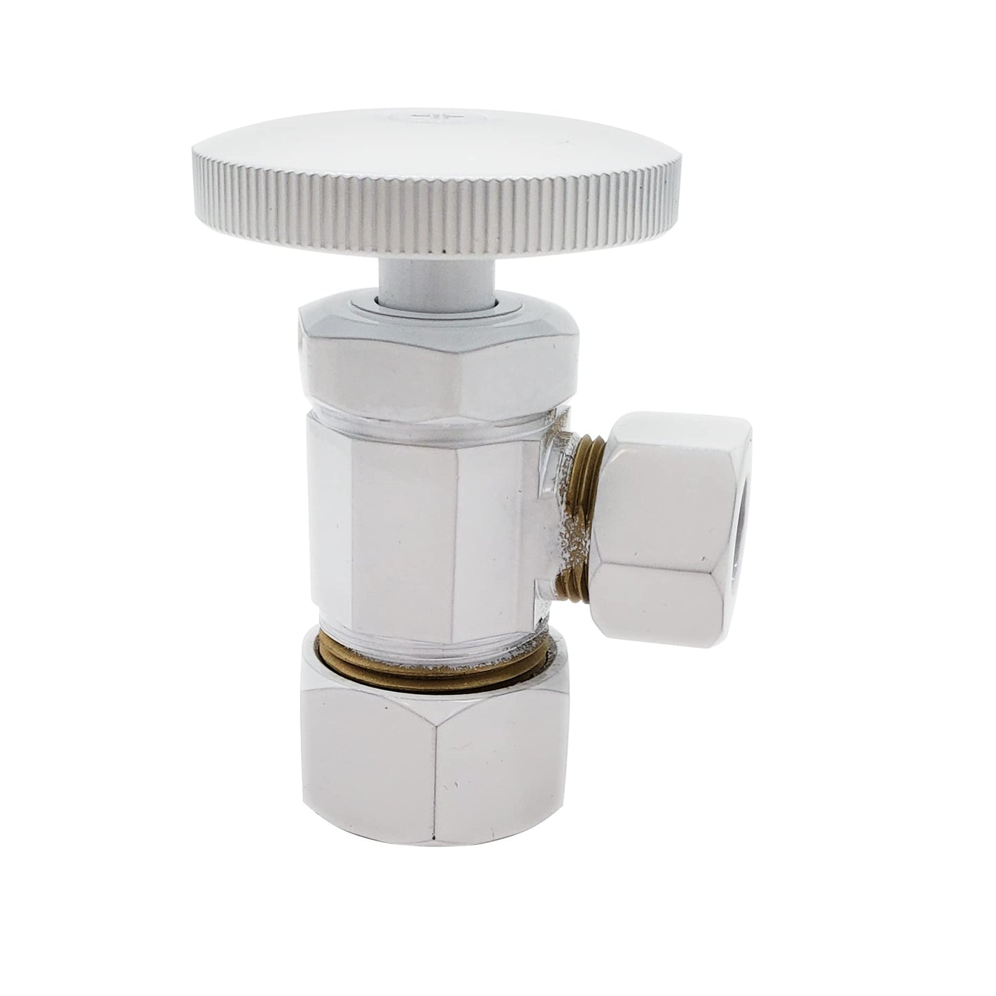 Westbrass D105KFH-24-50 5/8" x 3/8" OD x 20" Flat Head Toilet Riser Supply Line Kit with Round Handle Angle Supply Shut Off Valve, Powder Coat White (24-Pack)