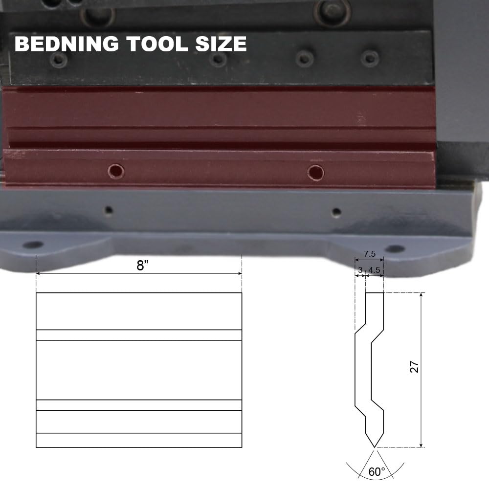 KAKA INDUSTRIAL Metal Brake,8 Inch 20 Gauge (0.036 Inch) Combination Shear and Brake,Bending Angle 90°for Crafts, Workshop, HVAC, Automotive Repair 8 Inch Manual Shear and Brake
