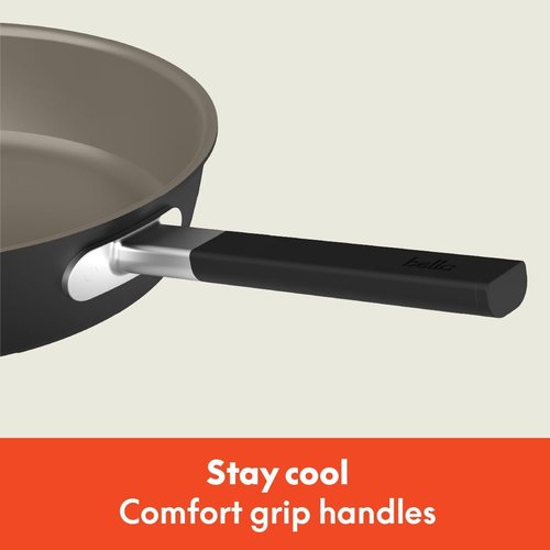 Bella 9-Piece Nonstick Ceramic Cookware Set - Dishwasher & Oven Safe | Stackable Design, Black