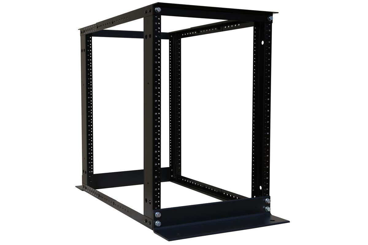 RAISING ELECTRONICS 15U 4 Post Open Frame Server Rack 19inch Adjustable Depth 25inch-29inch (15U)