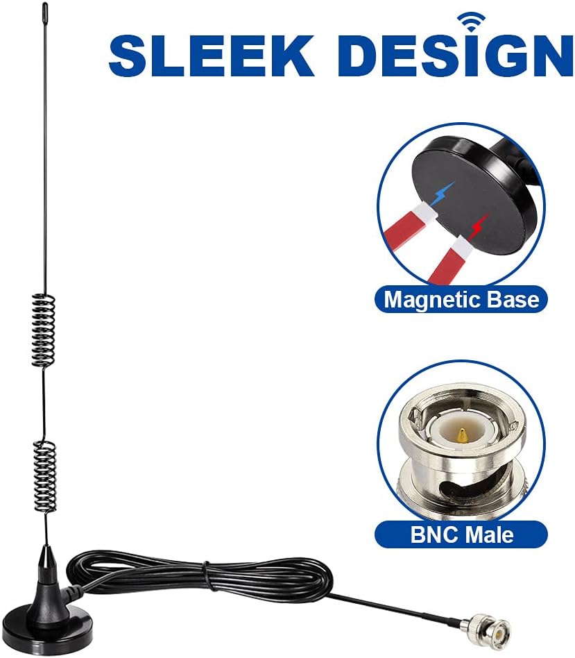 BINGFU 20-1300MHz Police Scanner Antenna Magnetic Base HF VHF UHF Two Way Ham Radio BNC Male Antenna Compatible