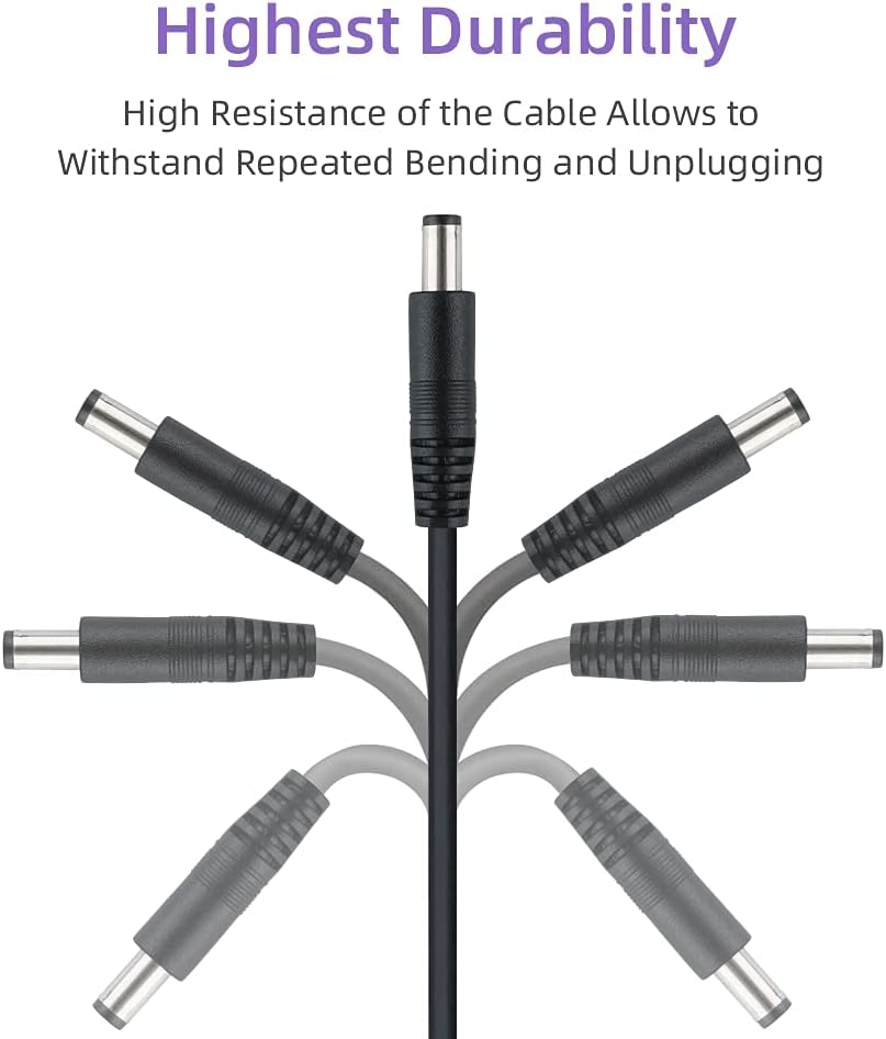 Sqlszt 60 12V 2.1mm 5.5mm DC feet Power Adapter Extension Cable x Compatible with DC Adapter Cord Fit for CCTV Security