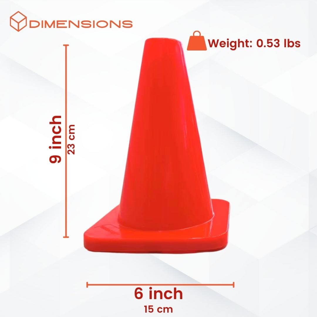 Versatyle 9in Heavy Duty Agility Training Cones for Soccer, Football, Basketball & Sports Drills, Flexible Motorcycle & Traffic Training Cones, Durable, Versatile, High Visibility (Set of 12, Orange)