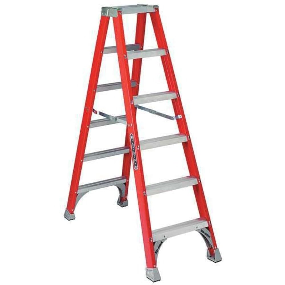 Louisville Ladder 6-Foot Fiberglass Twin Front Step Ladder, 300-Pound Load Capacity, Type IA, FM1506