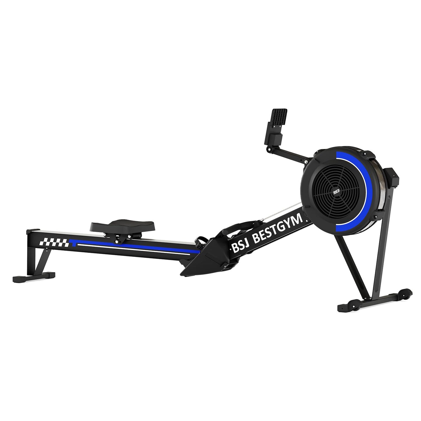 Rowing Machines for Home, Adjustable Air Resistance Rower Machine with Extra Long Rail, Ergonomic Comfort Seat, Device Holder, Easy Storage