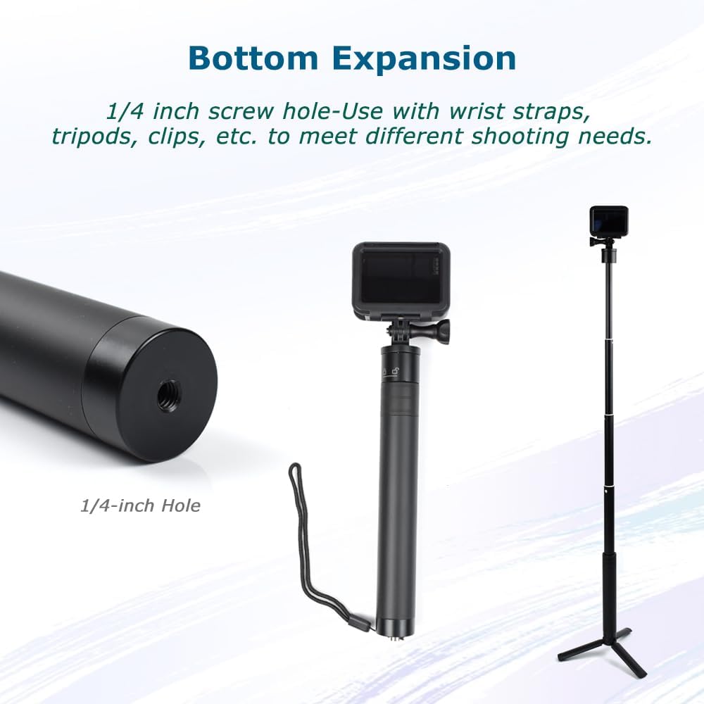 KOQINVIZ 29" OSMO,Insta360 Aluminum Telescoping Pole Stick for Action Camera - Extendable Selfie Stick Monopod Hand