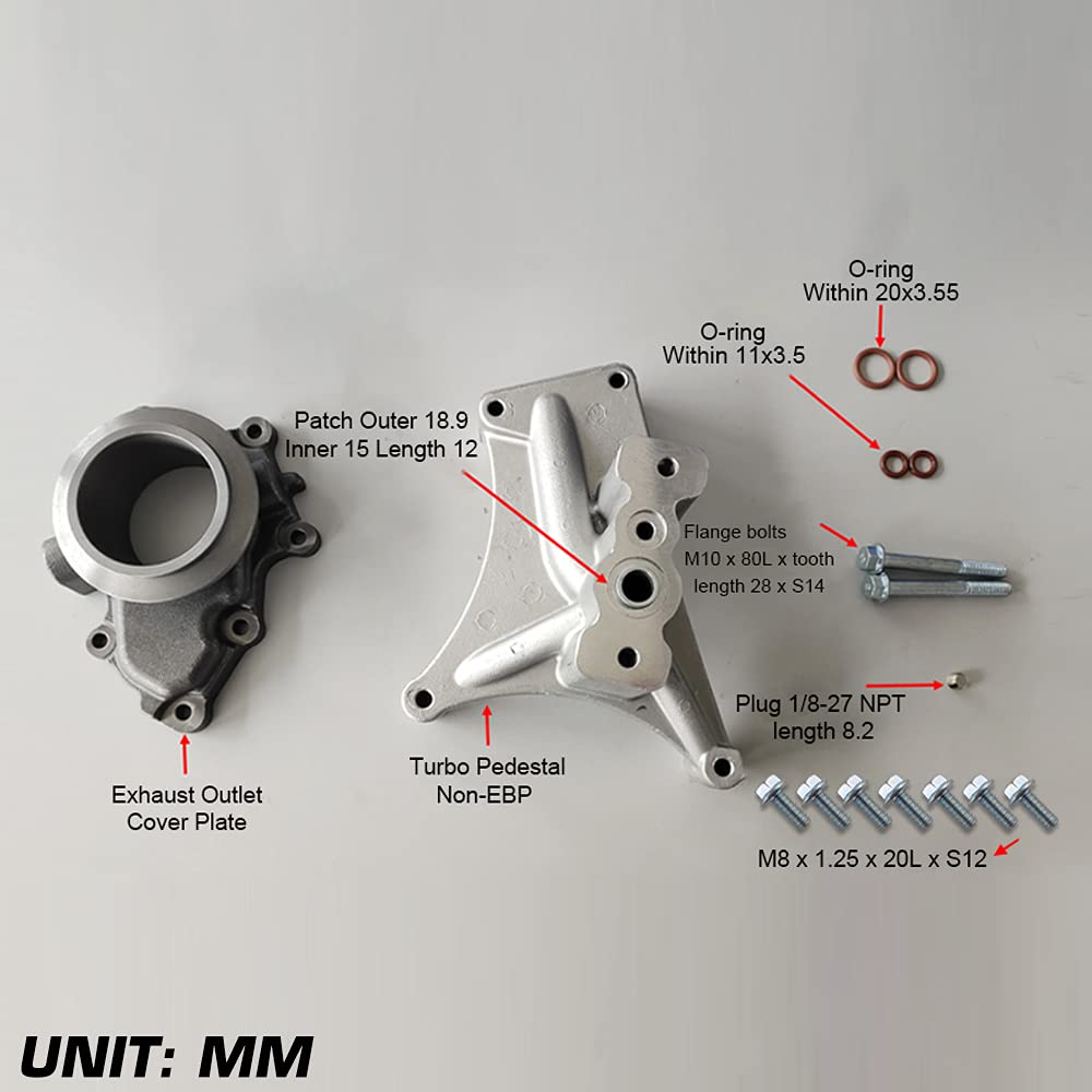 SPELAB EBP Valve Upgrade Turbo Pedestal & Exhaust Housing Compatible with Ford 7.3L Powerstroke 1999.5-2003 Bolts & Exhaust Housing + Diesel Turbo Pedestal