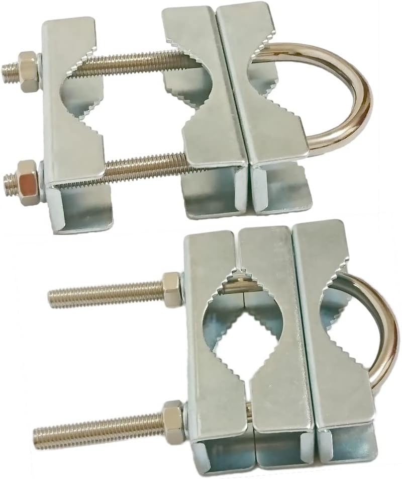 UngSung 2 Sets Double Antenna Mast Clamp V Jaw Block with U Bolts Anti-Rust Finished for TV CB Ham Antenna
